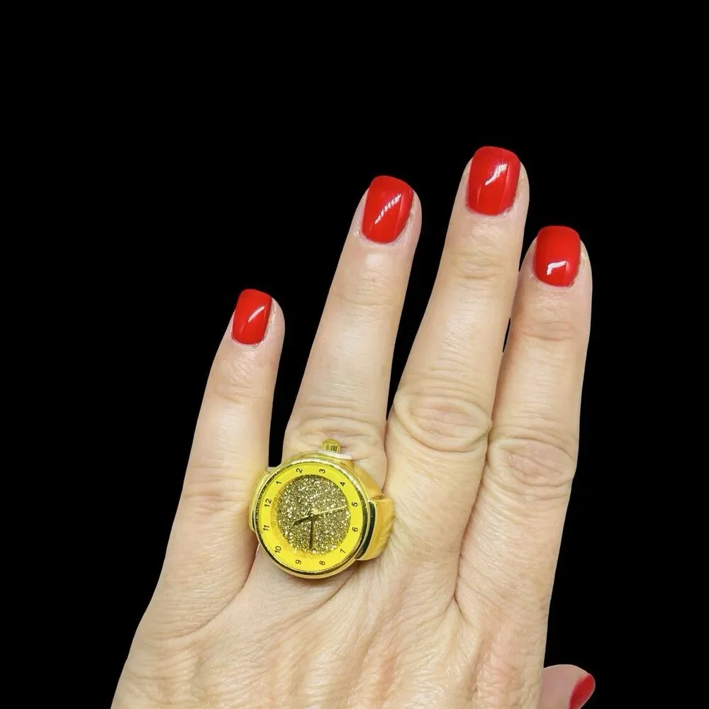 BOZHI Ring Watch Gold Design With Crystals New